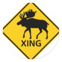 Moose Crossing Highway Sign stickers