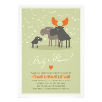 Moose Deer Family Couples Baby Shower Invitation
