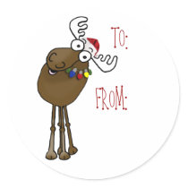 Moose gift label TO:, FROM: Sticker