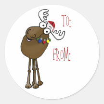 Moose gift label TO:, FROM: Sticker