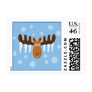 Moose Head_Icicle Antlers postage stamp
