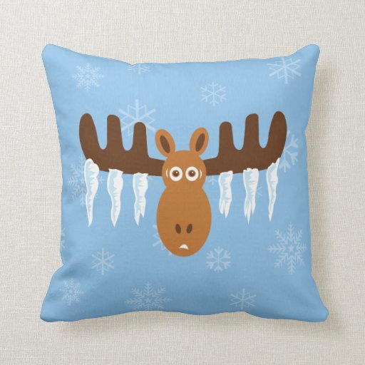 Moose Head_Icicle Antlers Throw Pillow Zazzle