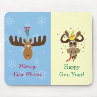 Moose Head_Merry Kiss Moose_Happy Gnu Year! mousepad
