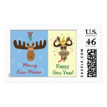 Moose Head_Merry Kiss Moose_Happy Gnu Year! stamps