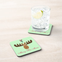 Moose Head_Mistletoe_Merry Kiss Moose cork coasters