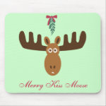 Moose Head_Mooseltoe_Merry Kiss Moose mousepad