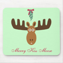 Moose Head_Mooseltoe_Merry Kiss Moose mousepads