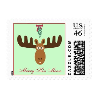 Moose Head_Mooseltoe_Merry Kiss Moose stamp