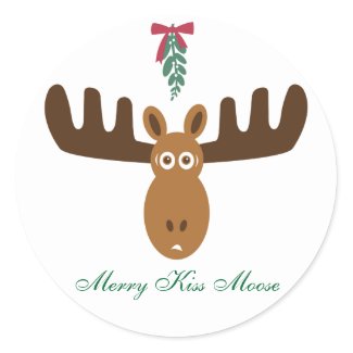 Moose Head_Mooseltoe_Merry Kiss Moose sticker