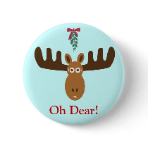 Moose Head_Mooseltoe_Oh Dear! holiday button pin buttons