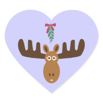Moose Head_Under the Mistletoe heart-shaped stickers