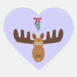 Moose Head_Under the Mistletoe heart-shaped Stickers