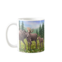 Moose in a Northern Forest Mug by twopurringcats Moose in a Northern Forest Mug