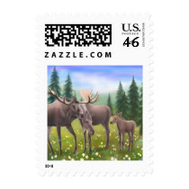 Moose in a Northern Forest Postage