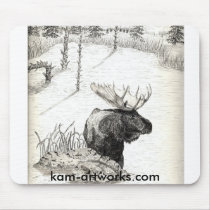Moose in pond Mousepad by kmullarney Moose in pond Mousepad