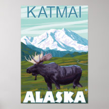 Moose Scene - Katmai, Alaska Posters