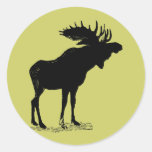 Moose Silhouette Round Stickers