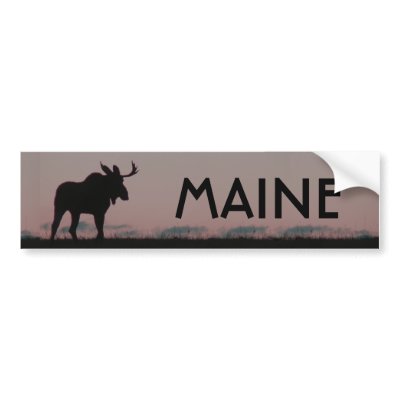 moose silouette bumper, MAINE Bumper Sticker by sinisterplanner