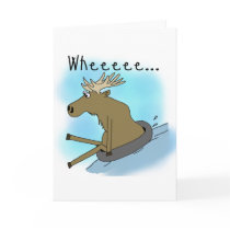 Moose Snow  Tubing Greeting Cards
