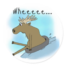 Moose Snow  Tubing Round Sticker