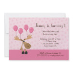 Moose with balloons girls birthday party invite