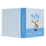 Moose with blue balloons baby shower binder