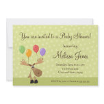 Moose with colorful balloons baby shower invite