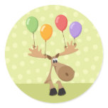 Moose with colorful balloons birthday stickers
