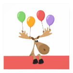 Moose with colorful balloons poster