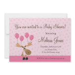Moose with pink balloons baby shower invite