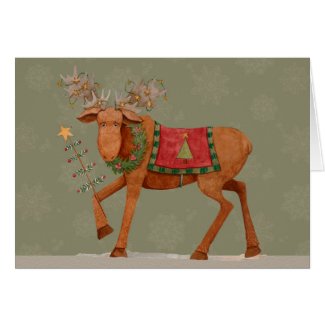 Moose with Tree - Greeting Card