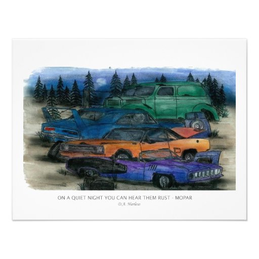Mopar - on a quiet night you can hear them rust personalized invitation
