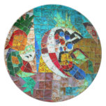 Morano Italy Mermaid Mosaic Dinner Plates