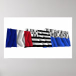 Morbihan, Bretagne &amp; France flags Print