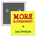 MORE GOVERNMENT = less freedom buttons