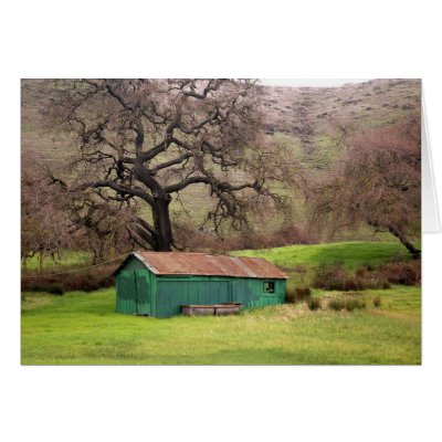 Morgan Hill green barn Cards by GKGallery