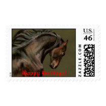 Morgan Horse, Happy Holidays! postage by foxbrush Morgan Horse, Happy Holidays! postage