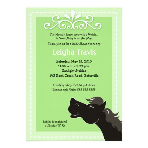 Morgan Horse Neutral 5x7 Baby Shower Invitation