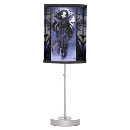 Morgan Vampire Moon Gothic Bat Fairy Table Lamp | Zazzle