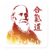 Morihei Ueshiba Square Stickers
