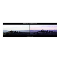Morning and evening in Tuscany posters