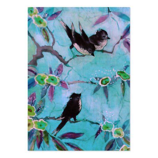 Morning Colors: Bird Painting in Turquoise & Green Business Card