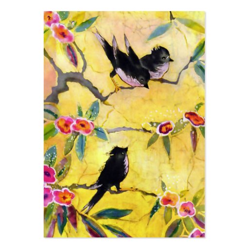 Morning Colors: Bird Painting in Yellow and Pink Business Card (front side)