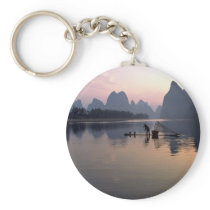 Morning crossing on River Li, Guilin, China Keychain