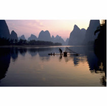 Morning crossing on River Li, Guilin, China Acrylic Cut Out
