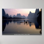Morning crossing on River Li, Guilin, China Posters