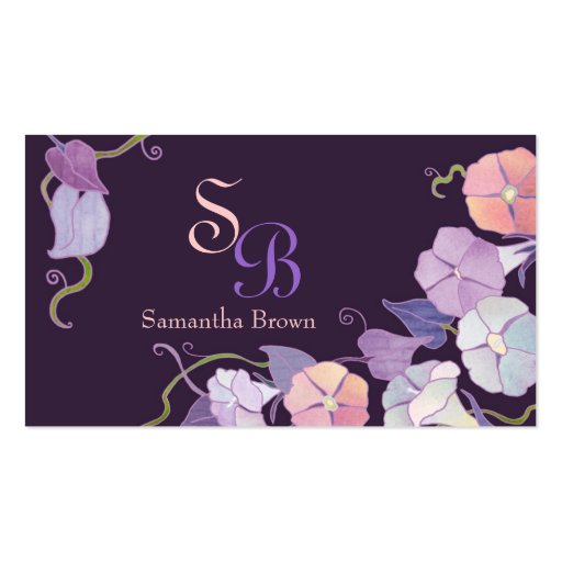 Morning Glories Monogram Business Cards (front side)