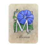 Morning Glory Floral Monogram Magnet