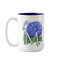 Morning Glory Flower Monogram mugs