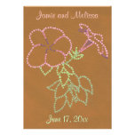 Morning Glory Pink Green Brown Wedding Invitations invitations